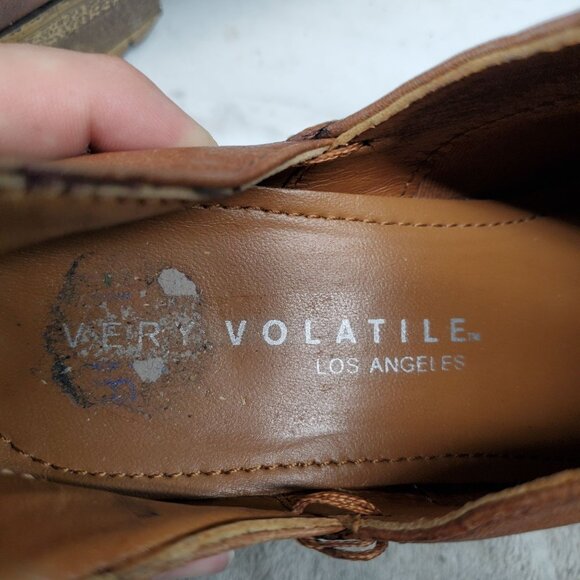 Very Volatile Shoes Womens Size 7 Brown Leather Graham Ankle Boots *Read* - Picture 2 of 10